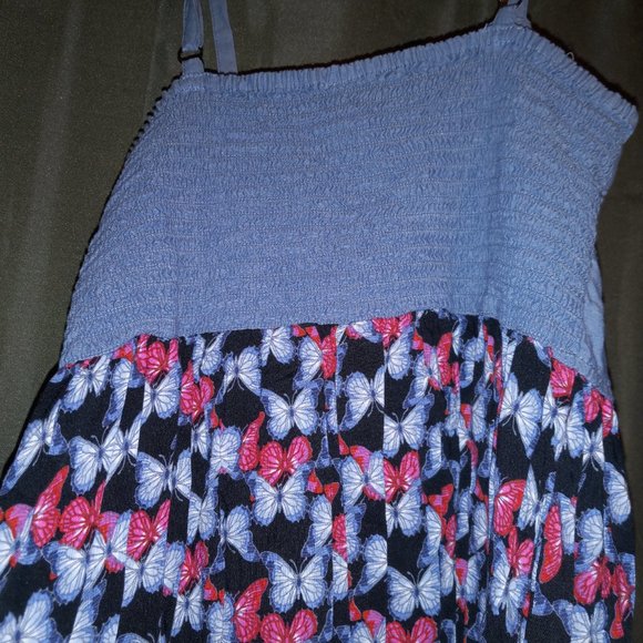 Spaghetti Strap Jean Top Butterfly Dress - Picture 4 of 4